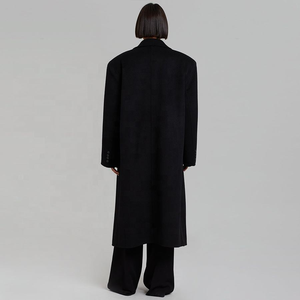 Abrigos de lana largos sin cuello para mujer, chaqueta de invierno para mujer - Product Image 5