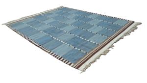 Alta calidad 8x10 moderno Dari tradicional Farsh-e alfombras hermosas azul-Beige tejido a mano lana algodón Durry alfombras conjuntos - Product Image 2