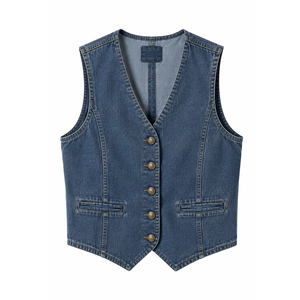 Gilet en jean délavé pour femme OEM avec ourlet effiloché, approvisionnement en gros pour boutiques indépendantes de denim - Product Image 2