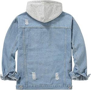 Acid Wash Vintage Black Jeans <b>Men's</b> Clothing Pullover Custom Denim Hoodie Thick Winter French Terry Jacket <b>Raincoat</b> Jackets Hood - Product Image 5