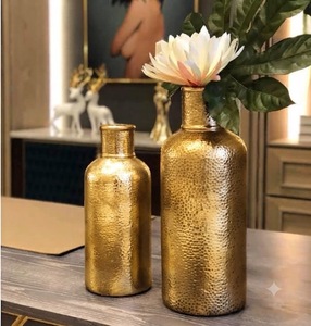 Antique Metal Flower <b>Vase</b> Vintage Decorative <b>Vases</b> For Artificial Flowers Home Office Table Centerpiece - Product Image 3