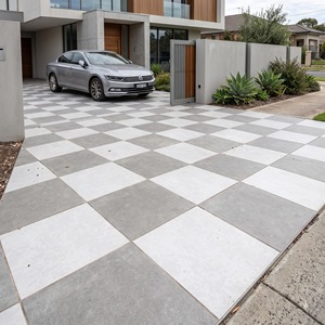 Carreaux de sol extérieurs 400x400mm 12mm aspect ciment vitrifié mat, robustes, pour allées de jardin, finition perforée antidérapante - Product Image 5
