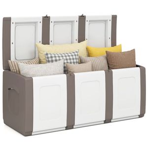 Extra <b>Large</b> 80 Gallon Outdoor Deck <b>Box</b> Waterproof Beige PP Storage with Lockable Lid for Decorative Storage - Product Image 3