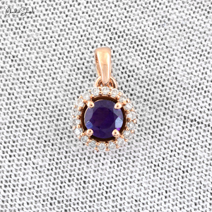 Colgante de diamante con halo de amatista natural, el más vendido, oro rosa puro de 14k, piedra preciosa hecha a mano, joyería minimalista para ella, precio al por mayor - Product Image 4