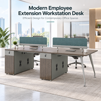 Poste de travail pour 4 personnes avec armoire de rangement, ensemble de bureaux modernes pour le personnel et tiroirs verrouillables pour bureau professionnel