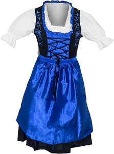 Robe Dirndl classique pour femmes, costume traditionnel bavarois brodé, ensemble plissé 3 pièces avec tablier - Product Image 2