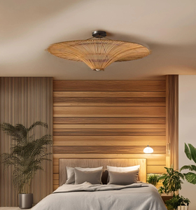 High Quality Rattan Pendant Light Living Room Entryway Farmhouse Chandelier Lattice <b>Bamboo</b> Lamp <b>Cane</b> Lampshade Supplier - Product Image 2