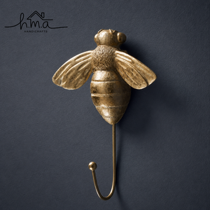 Brass Bee Wall Hook Solid Brass Decorative Insect <b>Coat</b> Hook Vintage Gold Finish Wall Mounted <b>Robe</b> Towel Hat Bag Holder - Product Image 1