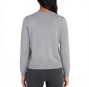 Pull d'uniforme scolaire, cardigan à col rond, boutonné devant, en soie tricotée, pour femme, automne, décontracté, respirant, couleur personnalisée - Product Image 3