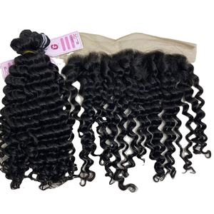 100% extensiones de cabello humano con clip 160g cabello Remy de color claro de doble dibujado que incluye la onda del cuerpo Fumi Water Wave Kinky Straight - Product Image 1