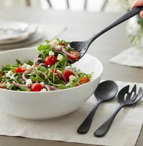 Ensemble de 3 ustensiles à salade en acier inoxydable noir mat avec revêtement PVD noir mat pour cuisines domestiques, restaurants et banquets - Product Image 5