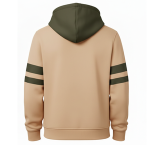 Sudadera con Capucha Premium para Hombre en Dos Tonos: Caqui y Verde Oliva, Estilo Urbano Personalizado, Mangas con Doble Raya, Sudadera de Alta Calidad para Entrenamiento - Product Image 2