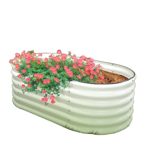 Venta al por mayor de acero galvanizado cama de jardín elevada caja de macetas muebles de exterior largos para uso doméstico para verduras flores hierbas - Product Image 3