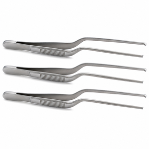 Pinces chirurgicales en acier inoxydable à pointe courbée, certifiées CE Classe I, instrument manuel pour salle d'opération - Product Image 1