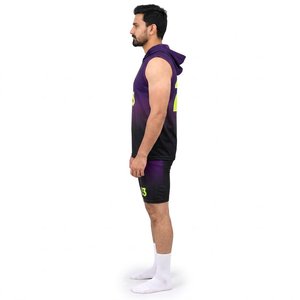 Conjunto de Camiseta y Pantalones Cortos de Baloncesto Personalizados para Hombre, sin Mangas, con Capucha, Sublimados, de Malla Transpirable - Product Image 4