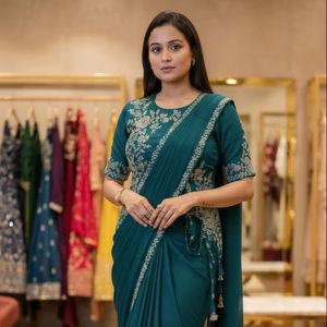 Sari drapé élégant pour mariage et occasions festives en soie de qualité supérieure - Product Image 1