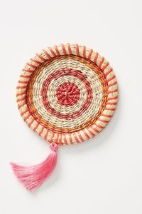 Colorful Handwoven Export Quality Rattan Coaster Set with Tassels Boho Style Premium Modern <b>Table</b> Mats for Kitchen and Dining - Product Image 3
