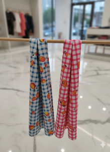 Tela de Algodón Peinado, Ligera, Transpirable, Ecológica y Orgánica, con Estampado a Cuadros y Tema Floral, para Vestidos de Niñas - Product Image 3