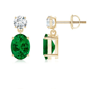 Boucles d'oreilles clous en or 10K 14K 18K et argent 925 935 avec émeraudes et diamants, bijoux de mariage tendance pour femmes, plaqué or - Vaayu Jewels - Product Image 1