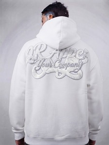 Sudadera con Capucha Negra Unisex, Logotipo Bordado en Morado y Dorado, Estampado en la Espalda, Estilo Urbano, Manga Larga, Algodón Grueso, Invierno - Product Image 2