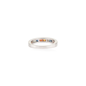 Bague demi-éternité en argent sterling 925 avec saphirs multicolores sertis en canal, design minimaliste, unisexe, pour un usage quotidien - Product Image 6