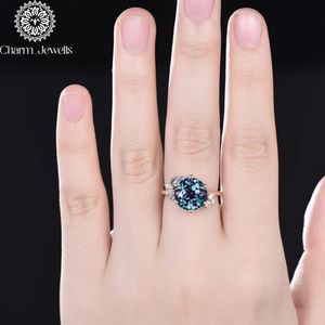 Bague de fiançailles pour femme Charm_Jewells en argent plaqué or rose avec moissanite taille coussin, sertie à griffes, style classique - Product Image 1