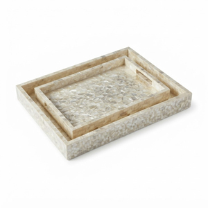 Plateau de service rectangulaire de luxe fait main en nacre incrustée, sur mesure, vente en gros, pour table basse ottoman et hôtels haut de gamme - Product Image 1