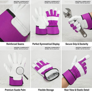 Gants de sécurité en cuir de vachette grainé de haute qualité, doux et confortables, pour la protection des mains dans le secteur de la construction - Product Image 2