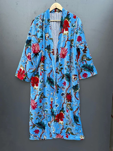 Bata de Kimono con Estampado Digital de Dibujos Animados para Mujer, Suave y Transpirable, 100% Algodón, Camisón de Verano Hecho a Mano, Cuello en V, Cintura Elástica, ODM - Product Image 2