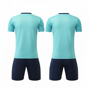 Camiseta de Fútbol Sublimada Color Verde Azulado para Hombre, Manga Corta, Cuello en V, Poliéster que Absorbe la Humedad, Ropa Deportiva para Todas las Temporadas, Patrón Geométrico - Product Image 4