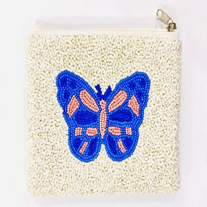 Pochette brodée perlée motif argent, mini porte-monnaie matelassé avec fermeture éclair en crêpe pur, tendance pour femme - Product Image 3