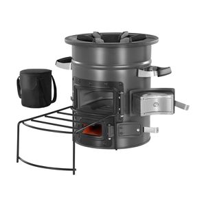 Camping Rocket <b>Stove</b> Portable Double-Door Foldable SPCC Steel Wood Burning Rocket <b>Stove</b> with Carrying Backpack Burn Twigs - Product Image 1