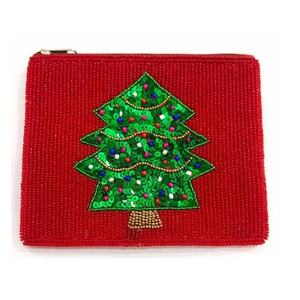 Porte-monnaie en forme de sapin de Noël à perles, très vendu, avec fermeture éclair supérieure, mini pochette multifonction à perles, cadeau de Noël pour femmes - Product Image 2