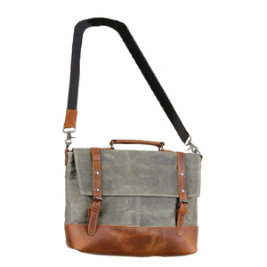 Canvas Messenger Satchel <b>Bag</b> Durable Crossbody Shoulder Handbag with Front Storage Pocket Adjustable <b>Strap</b> for Travel and Office - Product Image 2