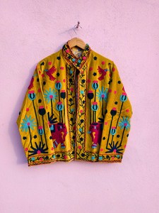 Nouvelle veste en velours brodée à la main avec motif d'éléphant, style indien Arctician, réversible, style Suzani, kimono, robe bohème, blazer d'hiver - Product Image 6