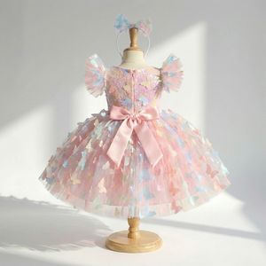 Vestido de Tul con Mariposas Coloridas para Niñas, Elegante Vestido de Fiesta de Verano, Estilo Tutú - Product Image 2