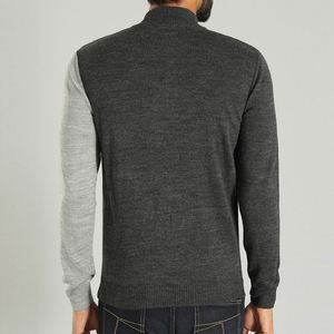 Cardigan tricoté ajusté pour homme, col montant décontracté, fermeture éclair intégrale, en acrylique et laine, idéal pour l'hiver - Product Image 2