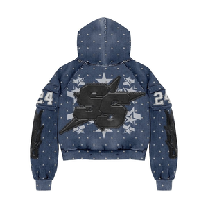 Sweat-shirt à capuche pour homme en molleton 100% coton, sur mesure, délavé à l'acide, brodé, uni, décontracté, pour l'hiver - Product Image 3