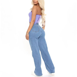 BEST ROCK INTERNATIONAL Jeans de Mezclilla Casuales de Cintura Media y Pierna Recta para Mujer, Nueva Colección de Alta Calidad, 100% Algodón Transpirable - Product Image 5