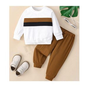 Ventes chaudes, survêtement en molleton contrasté de haute qualité pour filles, ensemble de survêtement sportif pour enfants et bébés - Product Image 1