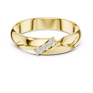 Anillo de Oro Amarillo de 18K con Tres Diamantes Redondos Cultivados en Laboratorio, Estilo Trenzado, Menos de 1 Quilate, Chapado en Oro, de Lujo - Product Image 1