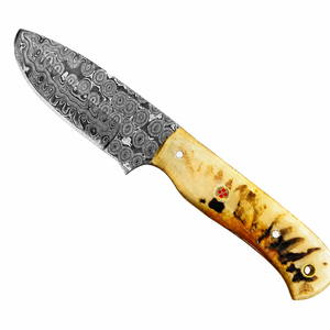 Cuchillo Skinner Jexmoo Personalizado Hecho a Mano de Alta Calidad, DIY OEM, de Acero de Damasco de 9 Pulgadas, Mango de Micarta con Funda de Cuero - Product Image 4