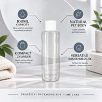 Bouteille en plastique PET transparente de 100 ml avec bouchon blanc |   Conteneur d'emballage léger pour produits ménagers liquides, nettoyants, détergents et plus encore