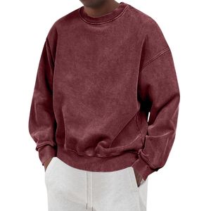 Sweat-shirt pour homme de qualité supérieure, coupe classique, épais, délavé à l'acide, 100% coton, écologique, respirant, séchage rapide, avec appliqué - Product Image 3