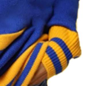 <strong>Women's</strong> <strong>Royal</strong> <strong>Blue</strong> V-Neck <strong>Cardigan</strong> with Yellow Trim Preppy Style Full Sleeve Knit Anti-Pilling Winter Vintage Embroidery - Product Image 6