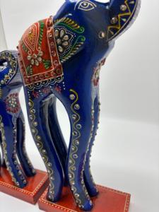 Hand Painted Wooden <b>Elephant</b> Figurines Decorative Blue Ethnic Animal Statues for Home <b>Decor</b> and Gift Use - Product Image 4