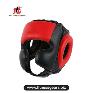 Protector de Cabeza para Boxeo, Cuero PU Rojo, Transpirable, con Cordones, Equipo de Entrenamiento y Sparring para Adultos - Product Image 1