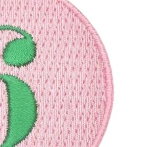 Pretty Girl Number 6 <b>Patch</b> Pink & Green Embroidered Round Applique Iron On Sew On Badge for <b>Jackets</b> Bags Hats DIY Garment - Product Image 2