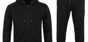 Ensemble de survêtement en coton noir pour homme, sweat-shirt à fermeture éclair intégrale avec poches latérales, vêtements décontractés, saison d'automne, coupe classique - Product Image 5