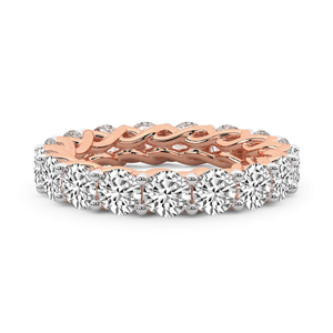 Bague éternité tendance style moderne blanc/jaune/or rose, diamants de laboratoire ronds entrecroisés, qualité VS1, VVS1, pour femme - Product Image 6